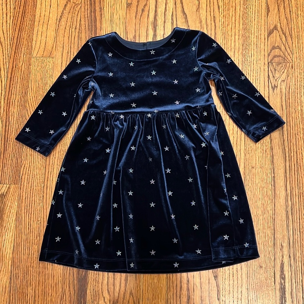 Gap Long Sleeve Blue Dress Sparkly Glitter Stars Girls XS Soft Wedding Holiday